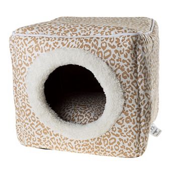PetMaker Pet Pal Cave Cat Animal Print Pet Bed with Removable Cushion Pad