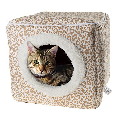 PetMaker Pet Pal Cave Cat Animal Print Pet Bed with Removable Cushion Pad