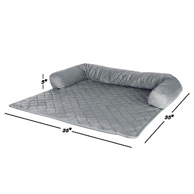 PetMaker Pet Pal Furniture Protector 35" x 35" Gray Pet Cover for Dogs & Cats with Shredded Memory Foam