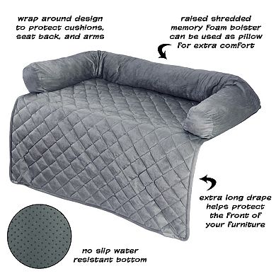PetMaker Pet Pal Furniture Protector 35" x 35" Gray Pet Cover for Dogs & Cats with Shredded Memory Foam