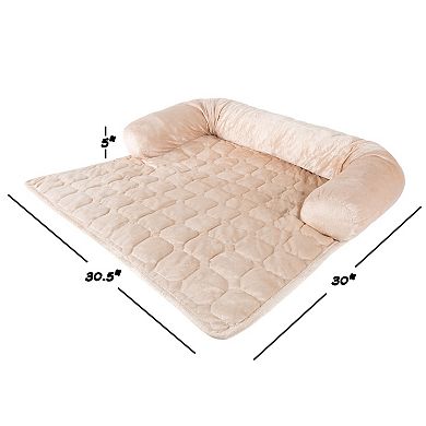 PetMaker Water-Resistant Pet Couch Cover Bed with Memory Foam Bolster for Dogs and Cats