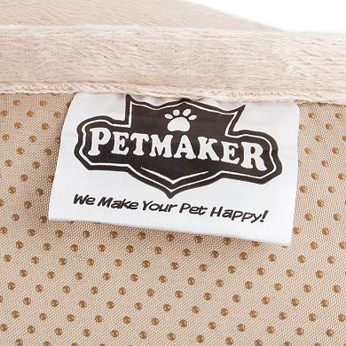 PetMaker 30" x 30.5" Beige Water-Resistant Pet Couch Cover Bed with Memory Foam Bolster for Dogs and Cats