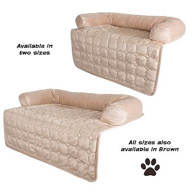 PetMaker 30" x 30.5" Beige Water-Resistant Pet Couch Cover Bed with Memory Foam Bolster for Dogs and Cats