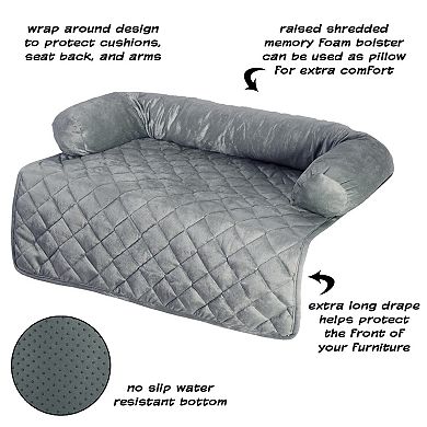 PetMaker Pet Pal Furniture Protector 30" x 30.5" Gray Pet Cover for Dogs & Cats with Shredded Memory Foam