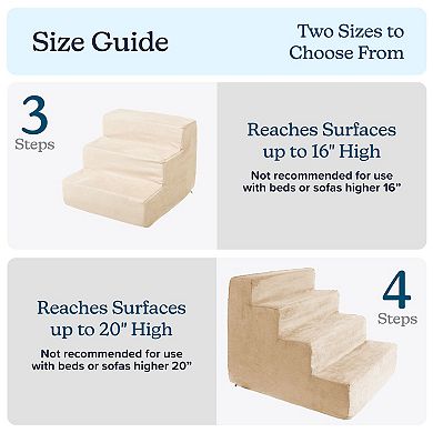 PetMaker 3-Step Nonslip Foam Dog and Cat Stairs with Beige Removable Zippered Microfiber Cover