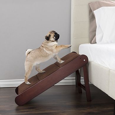 PetMaker Foldable 18" Wooden Dog Pet Ramp for Beds, Couches, or Vehicles