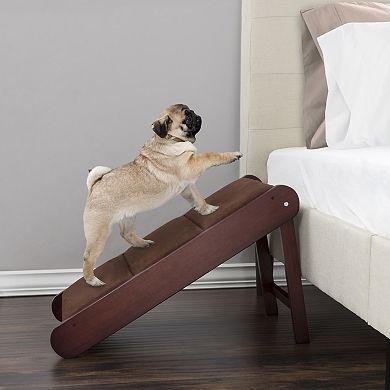 PetMaker Foldable 18" Wooden Dog Pet Ramp for Beds, Couches, or Vehicles