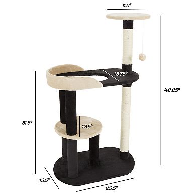 PetMaker Pet Pal 3-Tier, 42.25-Inch Cat Tree with 2 Scratching Posts