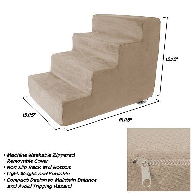 PetMaker Pet Pal High Density Foam Pet Stairs 4 Steps with Washable Cover