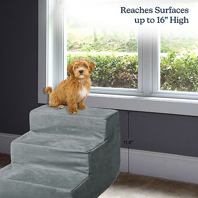 PetMaker 3-Step Nonslip Foam Dog and Cat Stairs with Gray Removable Zippered Microfiber Cover