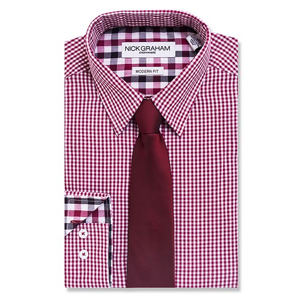 Men's Nick Graham Everywhere Modern-Fit Stretch Dress Shirt & Tie Set