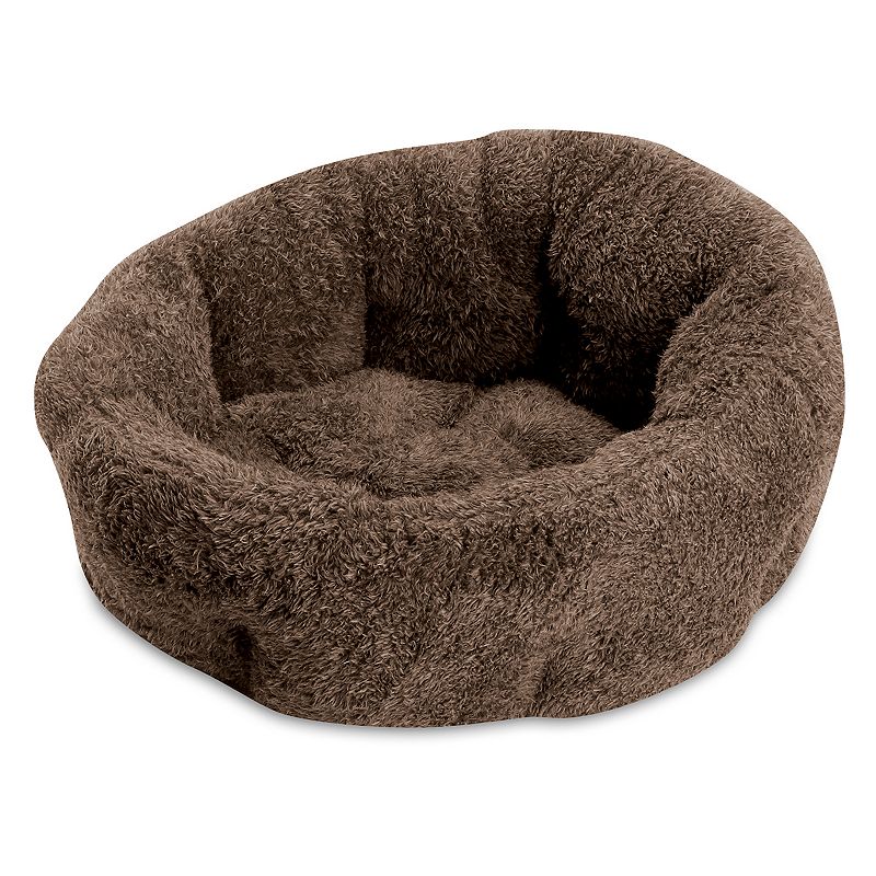 Sleepy Pet Quilted Oval Cuddler Pet Bed, Brown, Small