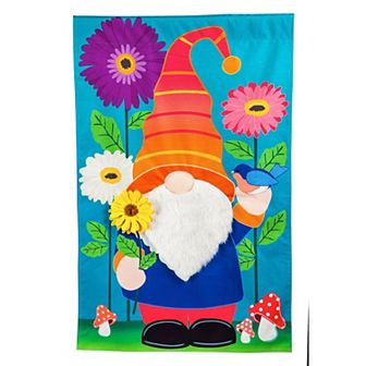 Flower Gnome Garden Flag