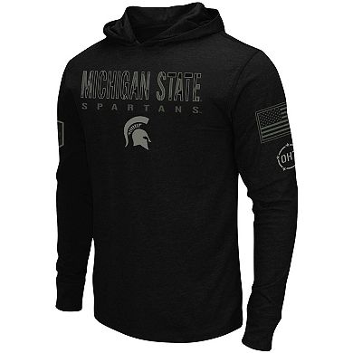 Men's Colosseum Black Michigan State Spartans OHT Military Appreciation Hoodie Long Sleeve T-Shirt