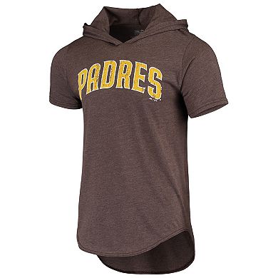 Men's Majestic Threads Fernando Tatis Jr. Heathered Brown San Diego Padres Softhand Player Tri-Blend Hoodie T-Shirt