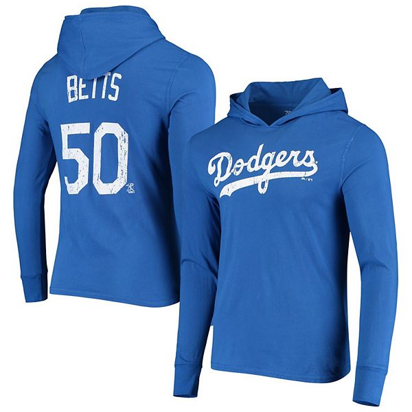 Men's Majestic Threads Mookie Betts Royal Los Angeles Dodgers Softhand  Player Long Sleeve Hoodie T-Shirt