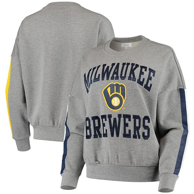 Women's Touch Heathered Gray Milwaukee Brewers Slouchy Freshman Sweatshirt