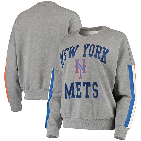 Women's Touch Heathered Gray New York Mets Slouchy Freshman Sweatshirt