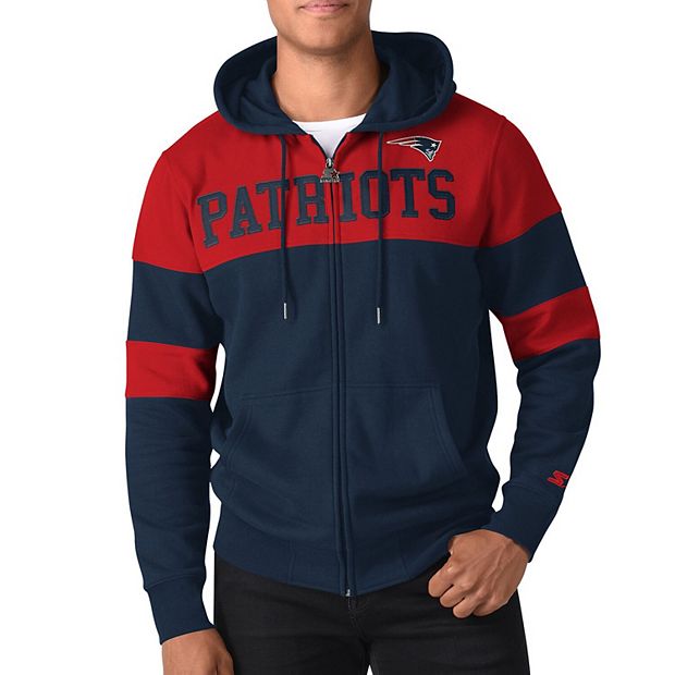 Men's Starter Navy/Red New England Patriots Winning Team Full-Zip Hoodie