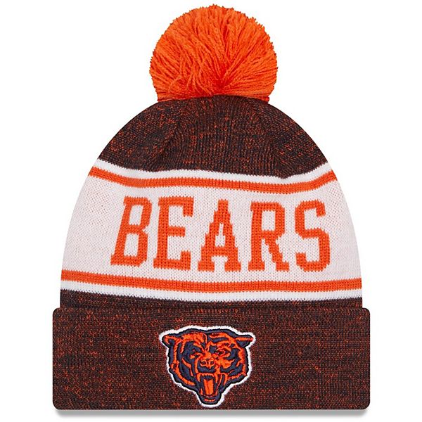 Men's New Era Navy/Orange Chicago Bears Alternate Logo Banner Cuffed Knit  Hat with Pom