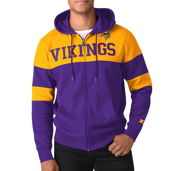 Men's Starter Heathered Gray/Gold Minnesota Vikings Extreme Fireballer  Pullover Hoodie