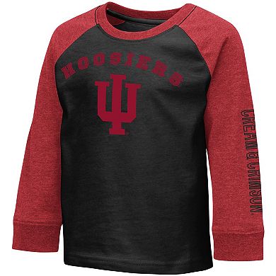 Toddler Colosseum Heathered Black Indiana Hoosiers Long Sleeve Raglan T-Shirt