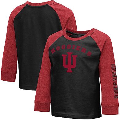 Toddler Colosseum Heathered Black Indiana Hoosiers Long Sleeve Raglan T-Shirt