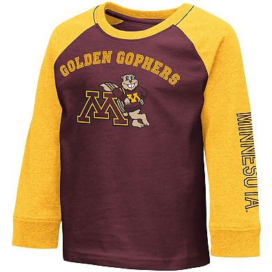 Toddler Colosseum Heathered Maroon Minnesota Golden Gophers Long Sleeve Raglan T-Shirt