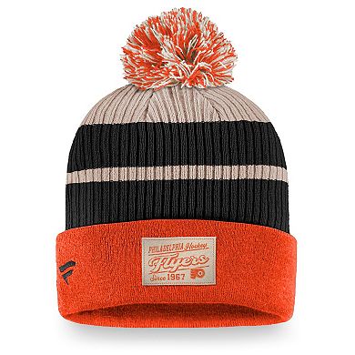 Men's Fanatics Branded Orange Philadelphia Flyers True Classics Cuffed Knit Hat with Pom