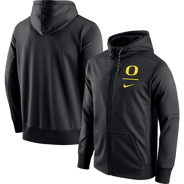 Men s Nike Black Oregon Ducks Logo Stack Performance Full Zip Hoodie