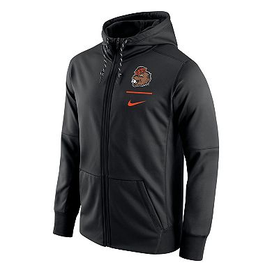 Men's Nike Black Oregon State Beavers Throwback Logo Stack Performance Full-Zip Hoodie