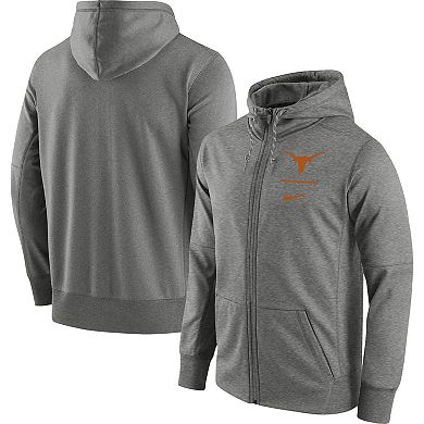 Men's Nike Heathered Gray Texas Longhorns Logo Stack Performance Full-Zip Hoodie