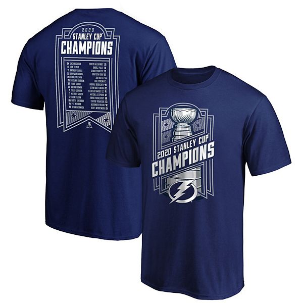 Men's Fanatics Branded Blue Tampa Bay Lightning 2020 Stanley Cup Champions  Give and Go Roster T-Shirt