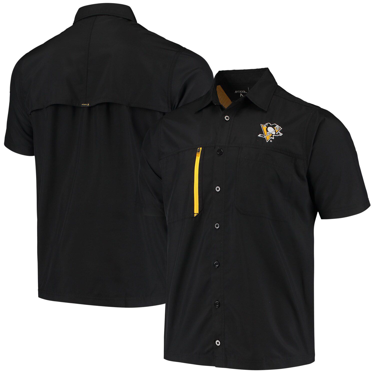 Men's Antigua Black New Orleans Saints Kickoff Button-Up Shirt