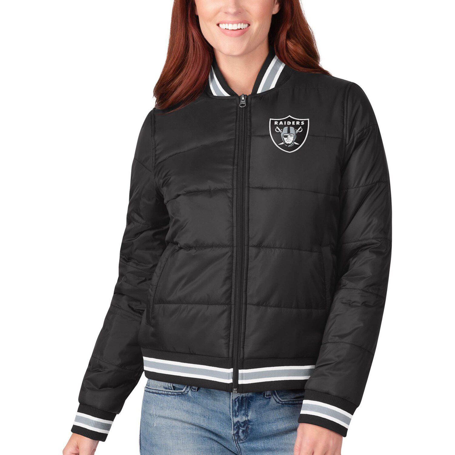 womens raiders bomber jacket