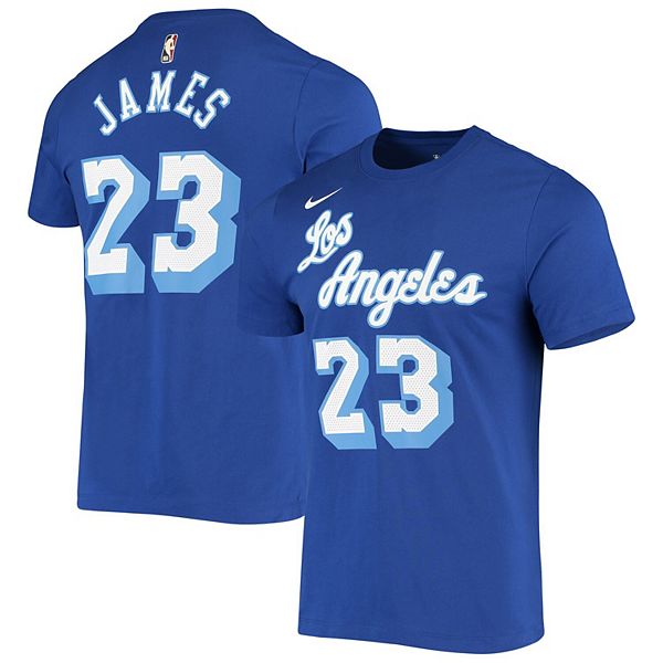 Men S Nike Lebron James Blue Los Angeles Lakers Classic Edition Name Number T Shirt