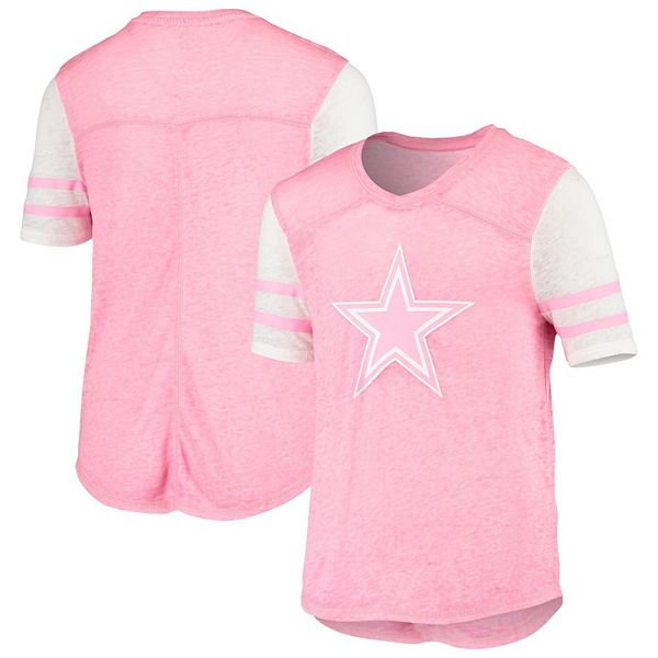 Dallas Cowboys Pink Miko Glitter Trim V-Neck T-Shirt - sportsfanzshop