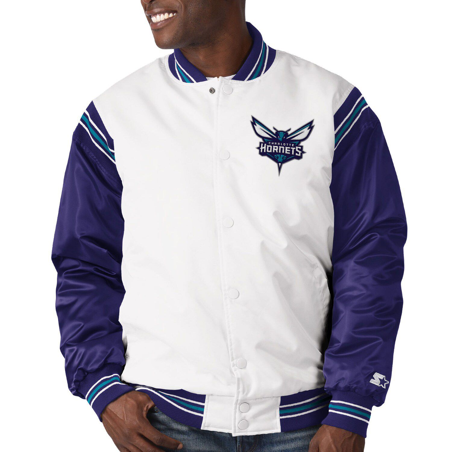 charlotte hornets satin starter jacket