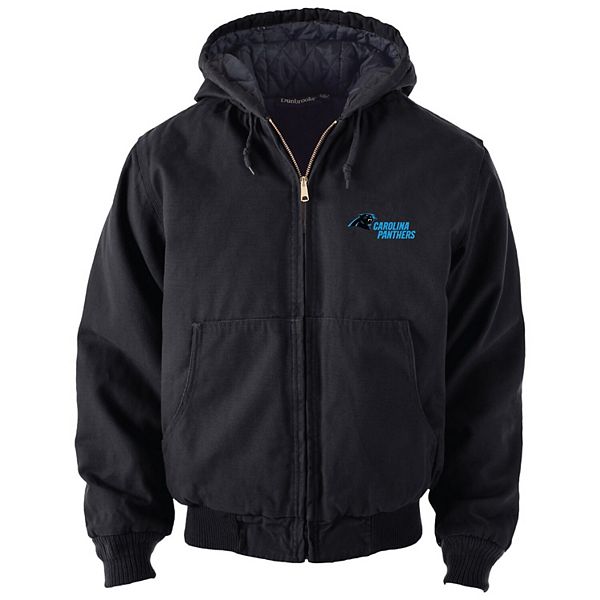 Men's Dunbrooke Black Carolina Panthers Dakota Cotton Canvas Hooded Jacket