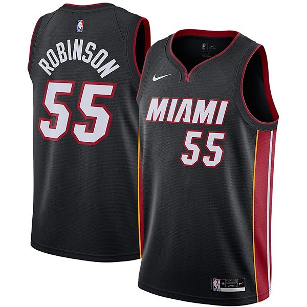 فواصل ملفات Men's Miami Heat #55 Duncan Robinson Black Stitched NBA Jersey بدون امونيا