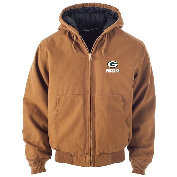 Men's Dunbrooke Tan Green Bay Packers Dakota Cotton Canvas Hooded Jacket