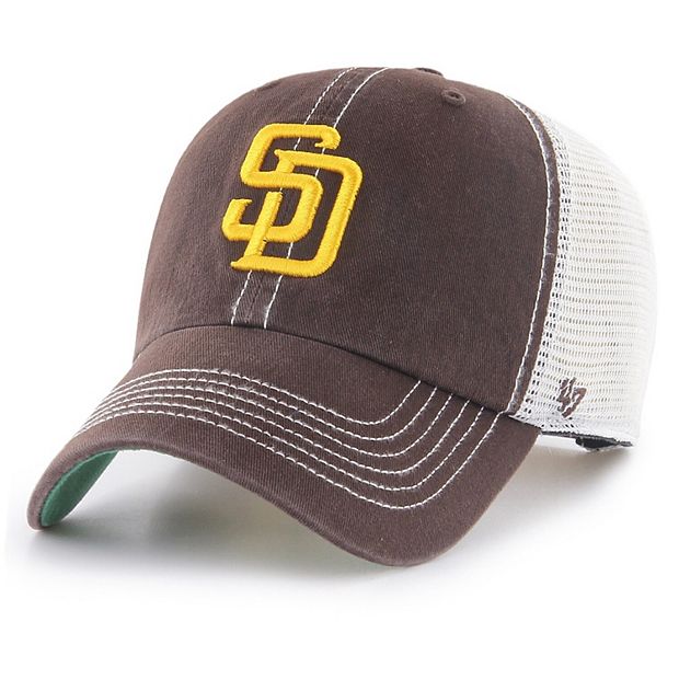 Men's '47 Brown San Diego Padres Logo Trawler Clean Up Trucker Snapback Hat