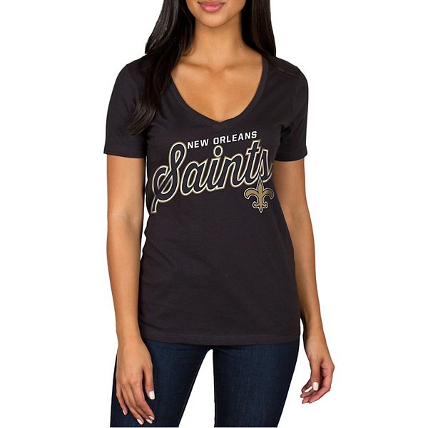 Women's Cuce Black New Orleans Saints Puff Sleeve Square Neck