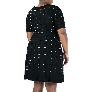 Plus Size Nina Leonard Jacquard A-Line Sweater Dress