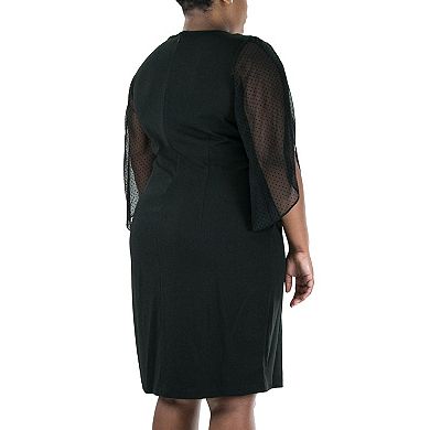 Plus Size Nina Leonard Dot-Mesh Sheath Dress
