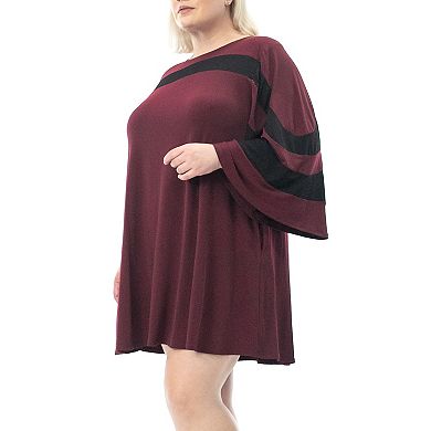 Plus Size Nina Leonard Wave Color Block Dress