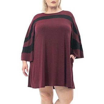 Plus Size Nina Leonard Wave Color Block Dress