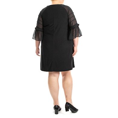 Plus Size Nina Leonard Shirred Chiffon Dress