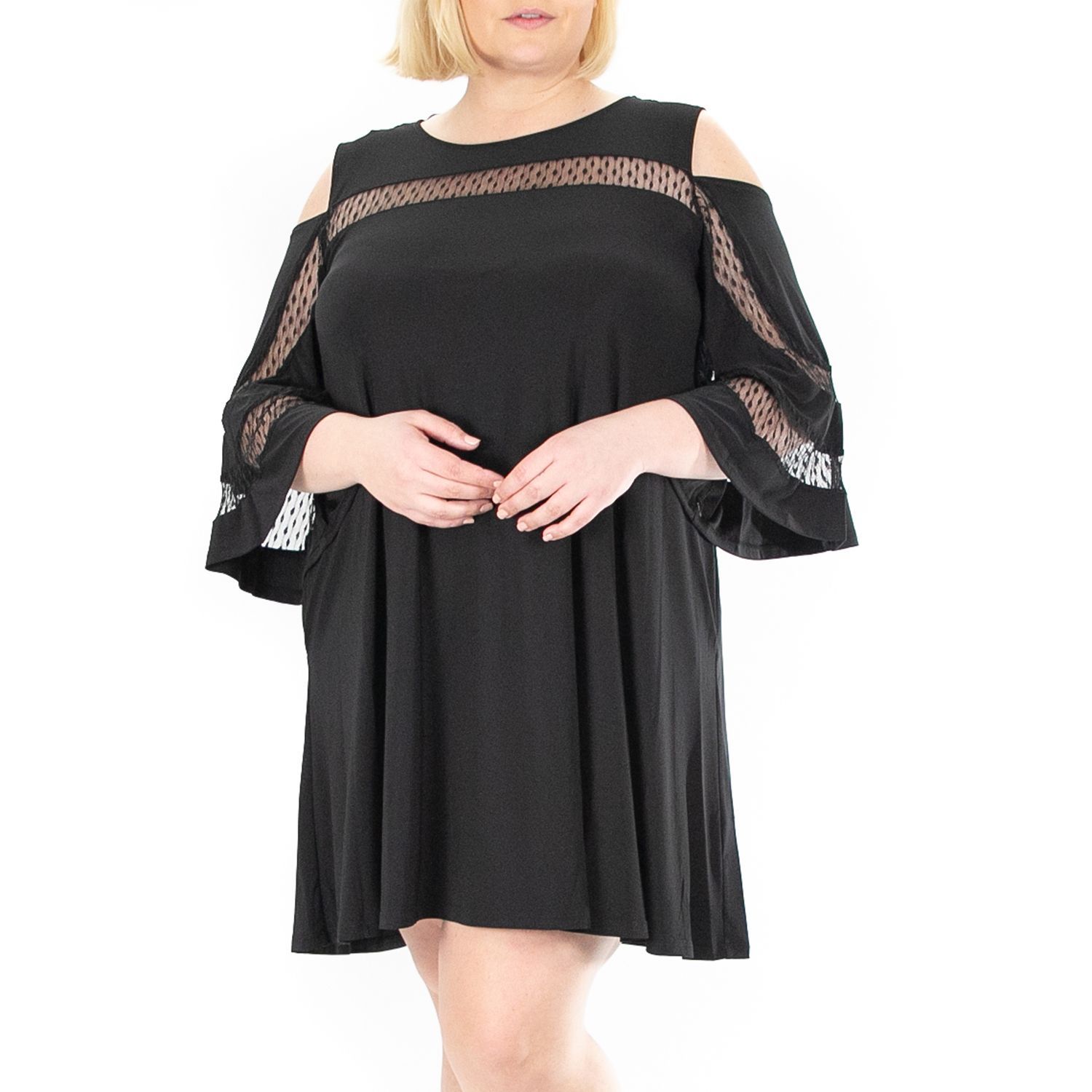 Женские платья Nina Leonard Plus Size Nina Leonard Dot Mesh Yoke Dress