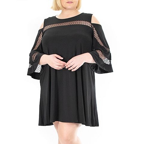 Женские платья Nina Leonard Plus Size Nina Leonard Dot Mesh Yoke Dress